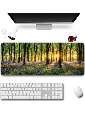 Sonictouch Klavye Mousepad 40X90CM Dikişsiz Pürüzsüz Sıvı Geçirmez Kaymaz Taban Lavanta Patikası