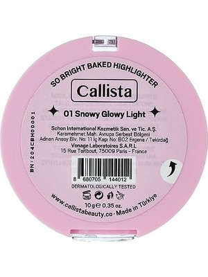 Callista So Bright Baked Highlighter Aydınlatıcı 01 Snowy Glowy Light