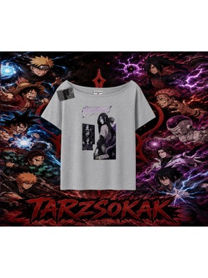 Tarzsokak Orochimaru Naruto Anime Karakter Kadın Kayık Yaka Tişört Beyaz