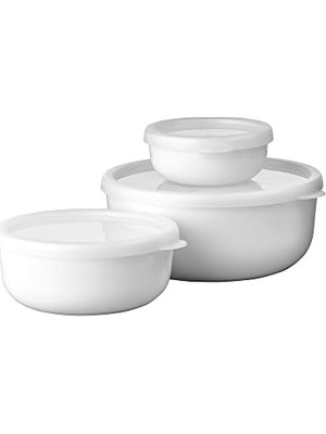 Lumina Saklama Kutusu, 3 Parçalı Set, Buzdolabı, Derin Dondurucu, Buharlı Pişirme ve Mikrodalga Fırın Için Kapaklı Saklama Kapları, 250 Ml, 750 ml ve 1500 ml – Beyaz