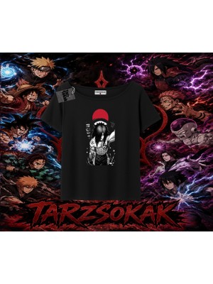 Tarzsokak Madara Uchiha Naruto Anime Karakteri Kadın Kayık Yaka Tişört Beyaz
