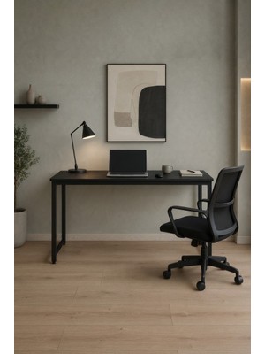 Wadlex Siyah Çalışma Masası Minimal Bilgisayar Masası Ofis ve Ev Için Modern Masa