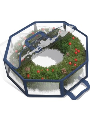 Hearth & Harbor Çelenk Saklama Kabı - Şeffaf Noel Çelenk Saklama Çantası, Çift Fermuar ve Kulplar - 76 cm Premium Çelenk Saklama Düzenleyici Kutusu