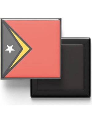 İberk Buzdolap Magneti Doğu Timor Timor-Leste Dili Bayrağı - Vektörel Bayrak