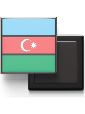İberk Buzdolap Magneti Azerbaycan Azerbaijan Bakü Bayrağı - Vektörel Bayrak