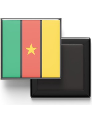 İberk Buzdolap Magneti Kamerun Cameroon Yaoundé Bayrağı - Vektörel Bayrak