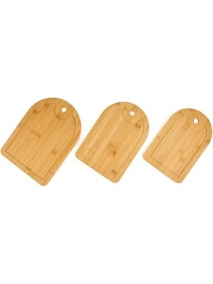 Bambu 3 Lü Set Oval Kesme Tahtası Peynir Servis Sunum Tepsi Et Sebze Doğrama Tahtası 3 Adet