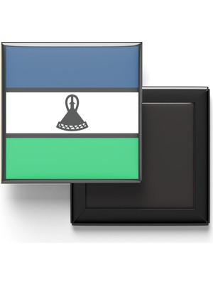 İberk Buzdolap Magneti Lesotho Lesotho Maseru Bayrağı - Vektörel Bayrak