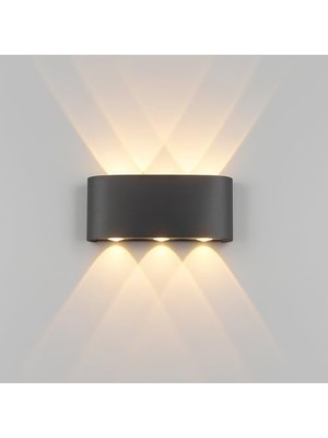 Tepegöz 9W Dekoratif Çift Yönlü Bahçe Aplik – IP65 Su Geçirmez, Mercekli Led, 3200K Günışığı Rengi, Iç ve Dış Mekan Duvar Aydınlatması, Modern Siyah Gövde