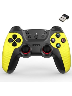 2.4g Kablosuz Gamepad Pc Uyumlu Pilli Joystick Wireless Oyun Kolu Kişiselleştirilmiş Düğme, Hassas Trigger Kaymaz Tasarım G2.4g (Sarı)