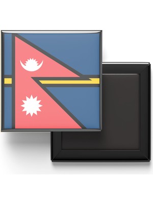 İberk Buzdolap Magneti Nepal Katmandu Bayrağı - Vektörel Bayrak