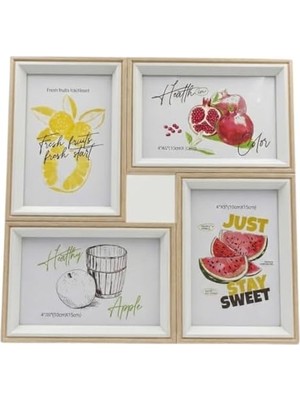 4'lü Modern Duvar Çerçeve Seti – 28.8 cm x 28.8 Cm, 10X15 cm Fotoğraf Uyumlu, Dekoratif Şık Tasarım (Bej)