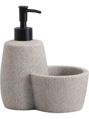 Polyresin Sıvı Sabunluk, Modern Çizgili, Krem Renk, Mat Doku, Sıvı Sabun, Pompalı, Kozmetik Şişesi, Doldurulabilir Sıvı Sabunluk, Banyo Mutfak Lavabo Otel Karavan Mien Aksesuarı