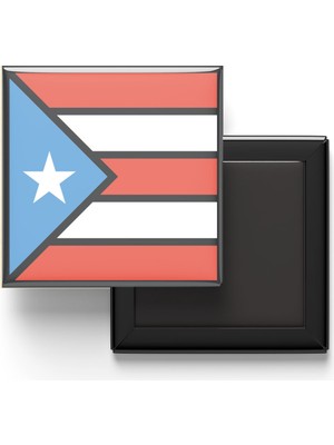 İberk Buzdolap Magneti Porto Riko Puerto Rico San Juan Bayrağı - Vektörel Bayrak