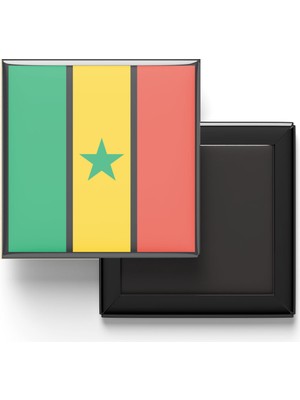 İberk Buzdolap Magneti Senegal Dakar Bayrağı - Vektörel Bayrak