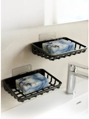 2 Adet Duvara Yapıştırılabilir Plastik Katı Sabunluk Kalıp Sabunluk Delme Gerektirmez Yapışkanlı Duş Banyo Lavabo Sabunluğu