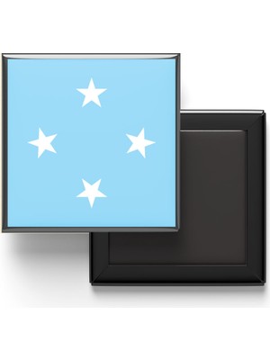 İberk Buzdolap Magneti Mikronezya Micronesia Palikir Bayrağı - Vektörel Bayrak