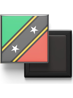 İberk Buzdolap Magneti Saint Kitts ve Nevis Basseterre Bayrağı - Vektörel Bayrak