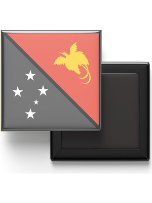 İberk Buzdolap Magneti Papua Yeni Gine Papua New Guinea Port Moresby Bayrağı - Vektörel Bayrak