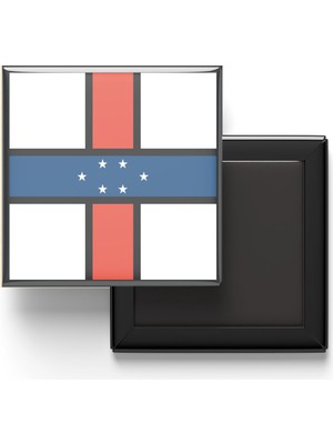 İberk Buzdolap Magneti Hollanda Antilleri Netherlands Antilles Willemstad Bayrağı - Vektörel Bayrak