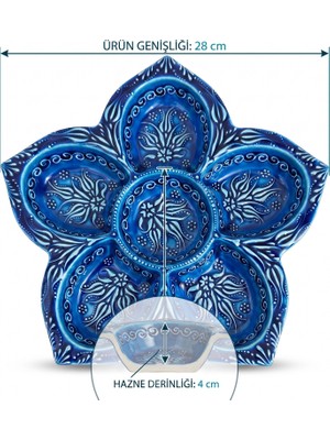 Sharp & Art Kar Tanesi Seramik Çerez ve Kahvaltı Tabağı, 6 Bölmeli, Derin Hazneli, Çok Kullanışlı...