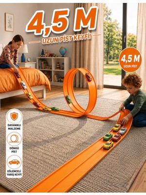 HYD Go Track Oyuncak Esnek Yarış Pisti Kıvrılabilen Aksiyon Pisti 4.5 mt Flex Track