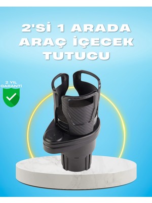 Semel Çiftli Araba Bardak Tutucu Karbon Fiber Görünümlü 360° Ayarlı