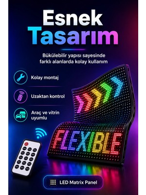 Semel Araç Mağaza ve Vitrin Için Renkli LED Kayan Yazı Paneli Kumandalı Ekran
