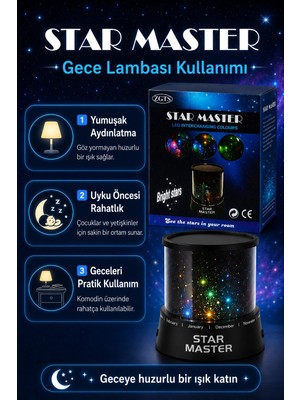 Semel Renk Değiştiren LED Yıldız Projektör Gece Lambası Oda Tavanı Için Dekoratif Işık
