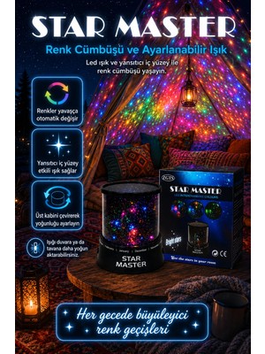 Semel Dekoratif LED Yıldız Gece Lambası Renkli Işık Efektli Oda Atmosfer Projektörü