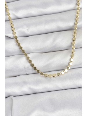 Semel 316L Çelik Zincir Gold Renk Ezme Zincir Model  45 cm Kadın Kolye