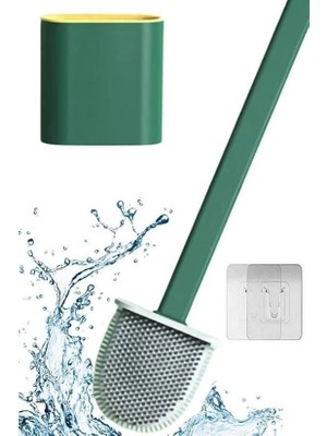 Semel Duvara Monte Edilebilir Kapaklı Askılı Klozet Yumuşak Silikon Başlıklı Tuvalet Fırçası Seti