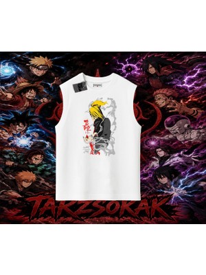 Tarzsokak Deidara Naruto Anime Karakteri Oversize Unisex Kolsuz Tişört Beyaz