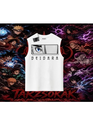 Tarzsokak Deidara Naruto Anime Karakteri Oversize Unisex Kolsuz Tişört Beyaz