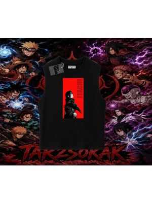 Tarzsokak Itachi Uchiha Naruto Anime Karakteri Oversize Unisex Kolsuz Tişört Beyaz