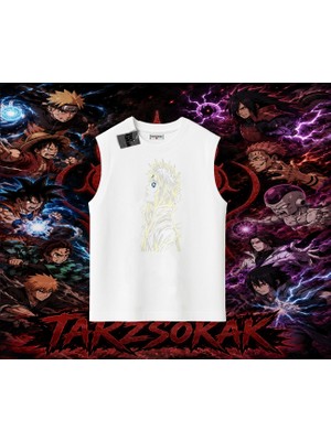 Tarzsokak Minato Namikaze Naruto Anime Karakteri Oversize Unisex Kolsuz Tişört Beyaz