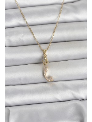 Esranın Dünyası Tegan 316L Çelik Zincir Gold Renk Zirkon Taşlı Deniz Kızı Model Kadın Kolye TG27BKO11024
