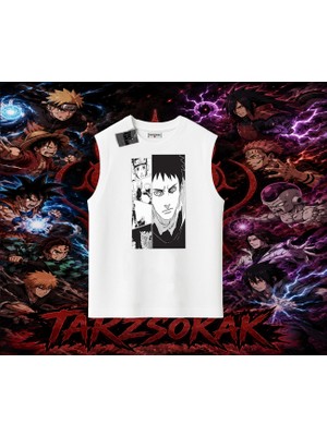 Tarzsokak Obito Uchiha Naruto Anime Karakteri Oversize Unisex Kolsuz Tişört Beyaz