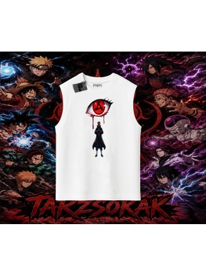 Tarzsokak Obito Uchiha Naruto Anime Karakteri Oversize Unisex Kolsuz Tişört Beyaz