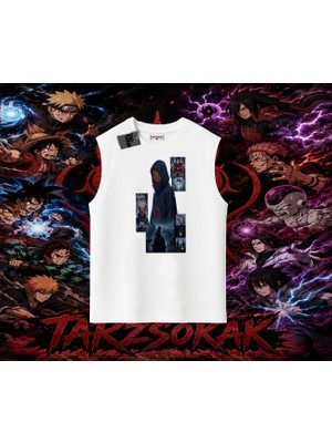 Tarzsokak Obito Uchiha Naruto Anime Karakteri Oversize Unisex Kolsuz Tişört Beyaz