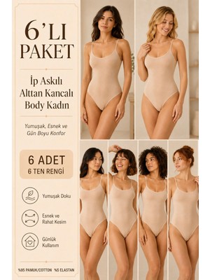 Loule Kadın %95 Pamuklu Alttan Kancalı Ince Askılı 6 Adet Basic Body Atlet – Esnek & Rahat Günlük Kullanım