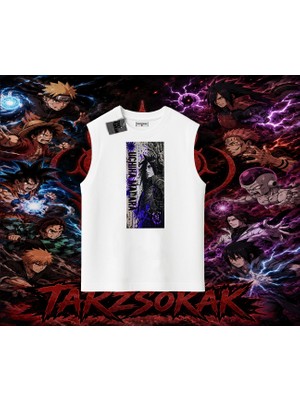 Tarzsokak Madara Uchiha Naruto Anime Karakteri Oversize Unisex Kolsuz Tişört Beyaz