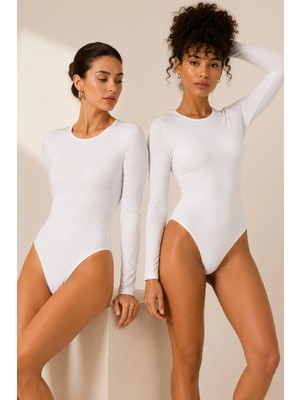 Loule Kadın %95 Pamuklu Uzun Kollu Bisiklet Yaka Esnek 2 Adet Basic Body Atlet