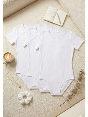 Loule 3'lü Paket Bisiklet Yaka Kısa Kol Çıtçıtlı Body Atlet - %95 Pamuklu Terletmeyen & Esnek Kumaş