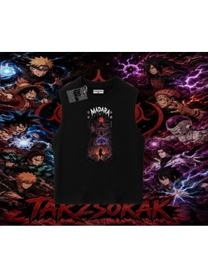 Tarzsokak Madara Uchiha Naruto Anime Karakteri Oversize Unisex Kolsuz Tişört Beyaz