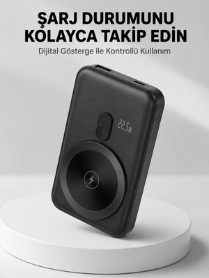 Ankaverse LCD Ekranlı Kablosuz Powerbank Type C ve USB Çıkışlı Yeni Nesil
