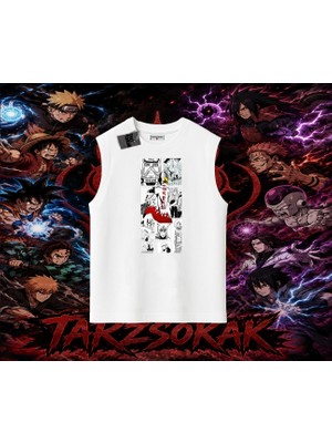 Tarzsokak Minato Namikaze Naruto Anime Karakteri Oversize Unisex Kolsuz Tişört Beyaz