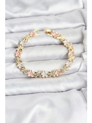 Esranın Dünyası Tegan Lotus Model Pirinç Gold ve Pembe Renk Kadın Bileklik TG27BB8146