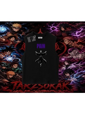 Tarzsokak Pain Nagato Naruto Anime Karakter Oversize Unisex Kolsuz Tişört Beyaz