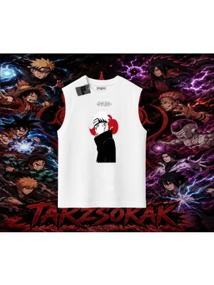 Tarzsokak Pain Nagato Naruto Anime Karakter Oversize Unisex Kolsuz Tişört Beyaz